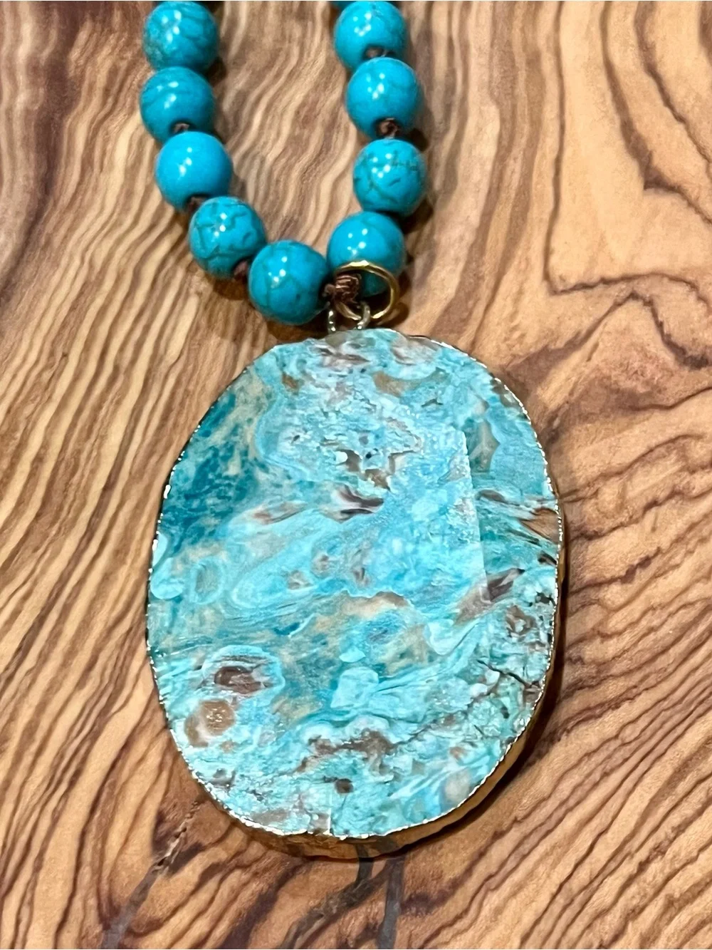 Turquoise Beaded Pendant Necklace - Turquoise